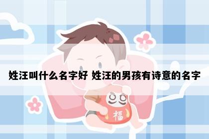 姓汪叫什么名字好 姓汪的男孩有诗意的名字