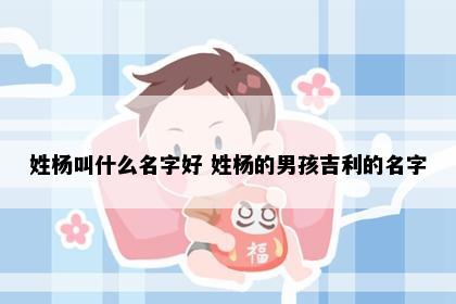 姓杨叫什么名字好 姓杨的男孩吉利的名字